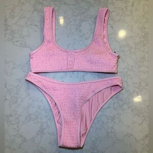 NWT Kendall + Kylie Henely Smocked Bikini Pink Size Small